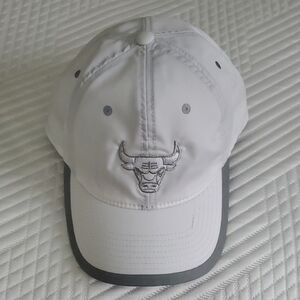 White and Black Six-Panel Hat with Curved Brim